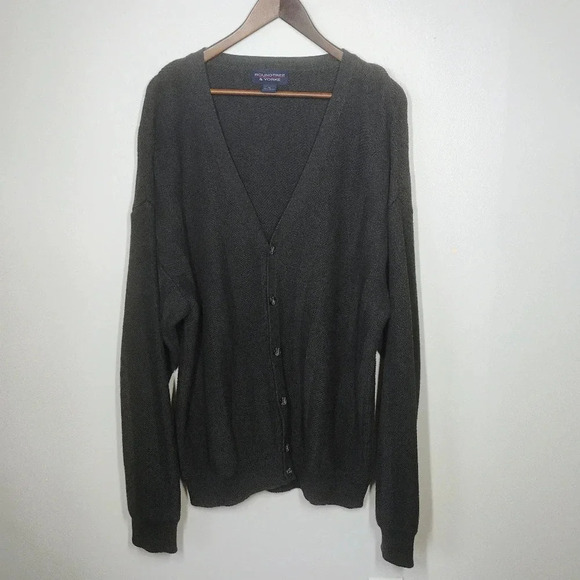 Roundtree & Yorke Gray Textured Knit Button Down Grandpa Cardigan Sweater XL - Picture 12 of 12